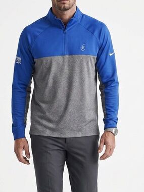 Nike Golf Mens Blue Gray‎ CareerBuilder Challenge Quarter Zip Pullover Large